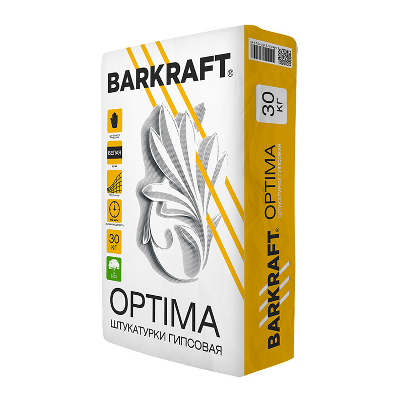 Штукатурка гипсовая Barkraft Optima ручного нанесения, 30 кг